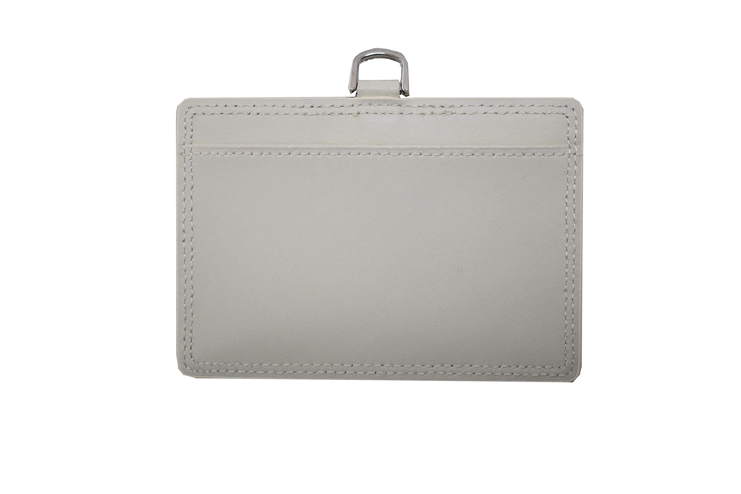 まとめ) フロント 本革製ネームカードホルダー ヨコ型 ストラップ付